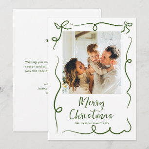 Funky Hand Getrokken Krabbel Retro Kerstfoto Feestdagenkaart