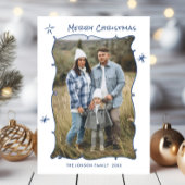 Funky Hand Getrokken Krabbel Retro Kerstfoto Feestdagenkaart