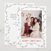 Funky Hand Getrokken Krabbel Retro Kerstfoto Feestdagenkaart (Voorkant / Achterkant)