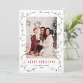 Funky Hand Getrokken Krabbel Retro Kerstfoto Feestdagenkaart (Staand voorkant)