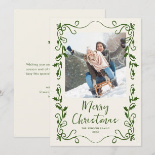 Funky Hand Getrokken Krabbel Retro Kerstfoto Feestdagenkaart