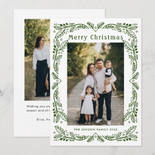 Funky Hand Getrokken Krabbel Retro Kerstmis 2 Foto Feestdagenkaart