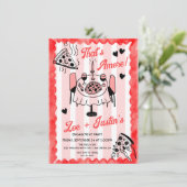 Funky Hand getrokken Pizza Engagement Party Kaart (Staand voorkant)