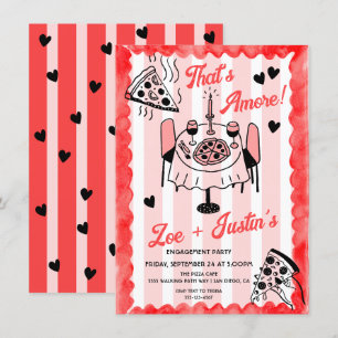 Funky Hand getrokken Pizza Engagement Party Kaart