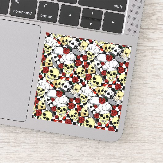 Funky Head Chef Skulls die Chef Petten dragen Sticker (Detail)