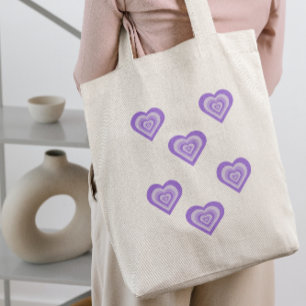 Funky Heart 2000s Y2K 90s Retro Paarse Canvas tas