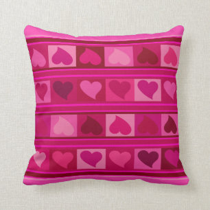 Funky Hearts en Squares   roze fuchsia mauve Kussen