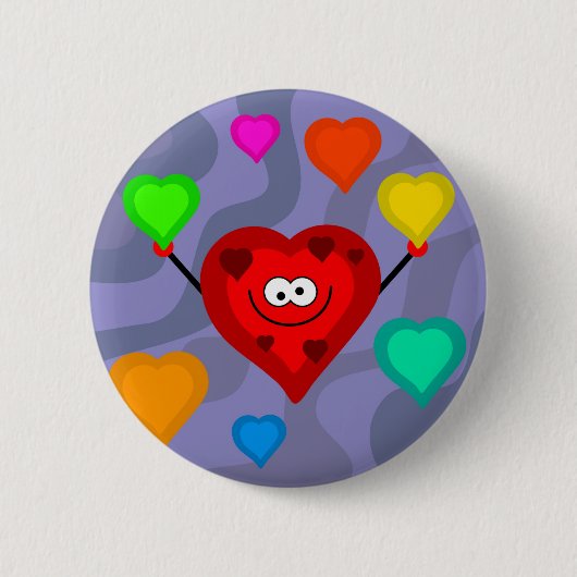 Funky Hearts Ronde Button 5,7 Cm (Voorkant)