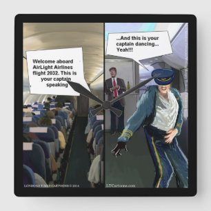 Funky Hipster Airline Pilot Horloge murale