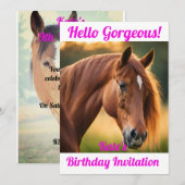 Funky Horse verjaardagsuitnodiging Kaart (Voorkant / Achterkant)