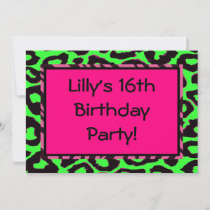 Funky Hot Pink Zebra Cheetah Set Kaart