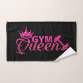 Funky hot roze faux glitter gymingkoninginnentekst handdoek