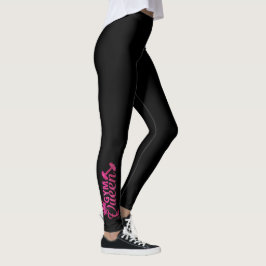 Funky hot roze faux glitter gymingkoninginnentekst leggings
