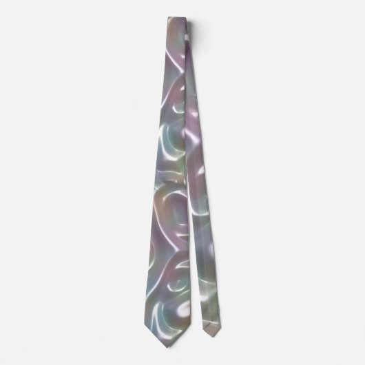 Funky Iridescent Abstract Peary White Luster Stropdas (Voorkant)