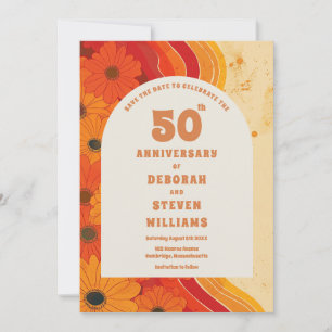 Funky jaren 70 50e bruiloft Jubileum uitnodiging