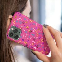 Funky jaren 80 Memphis Style Shapes op roze patroo
