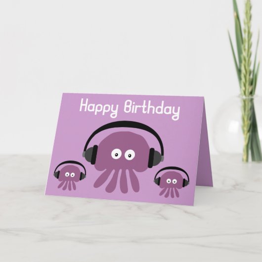 Funky Jellyfish DJ Carte de voeux Anniversaire (Devant)