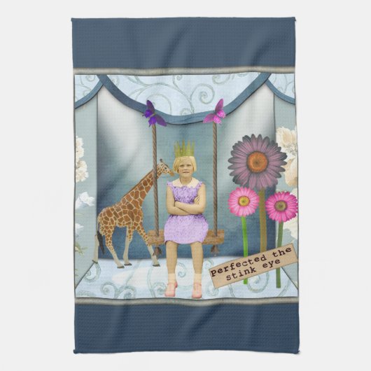 Funky  Kind Veranderde Kunstcollage Theedoek (Verticaal)