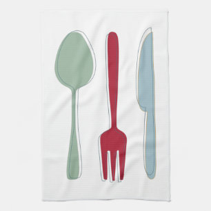 Funky Kitchen Utensils uit de middeleeuwse Retro Theedoek