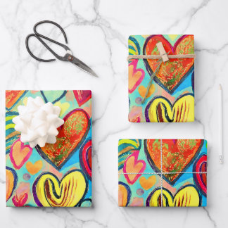 Funky Kleuren Hart Patroon Mix Inpakpapier Vel