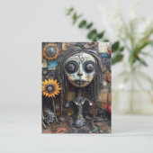 Funky kleurrijke Assemblage Gemengde Media Collage Briefkaart (Staand voorkant)