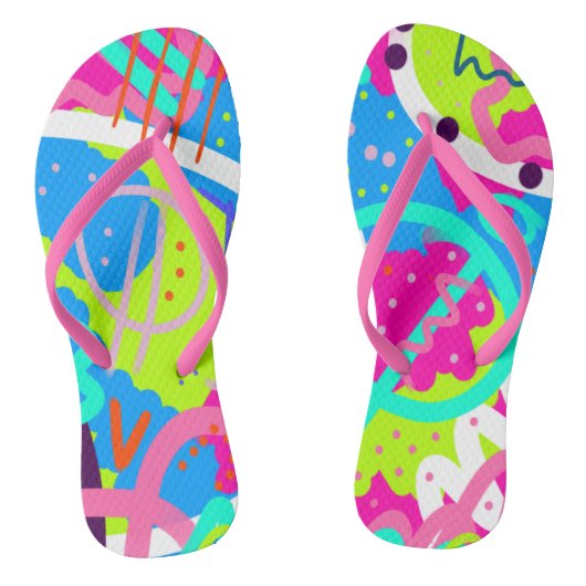 Funky kleurrijke Pop kunst Teenslippers (Voetbed)