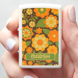 Funky Kleurrijke Retro Bloemen Patroon - Monogram