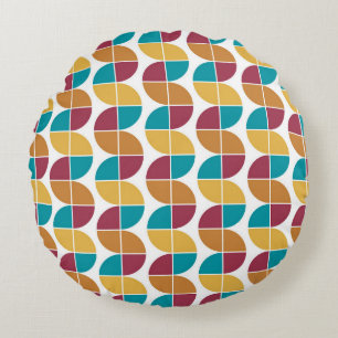 Funky Kleurrijke Retro Geometrisch Patroon Rond Kussen