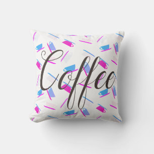 Funky koffiemok kopje patroon kussen werp kussen