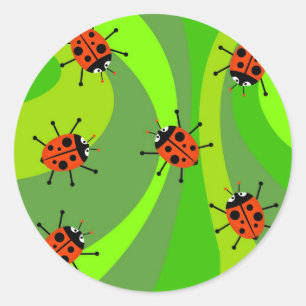Funky Ladybugs Ronde Sticker