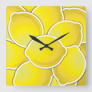 Funky lemon vierkante klok