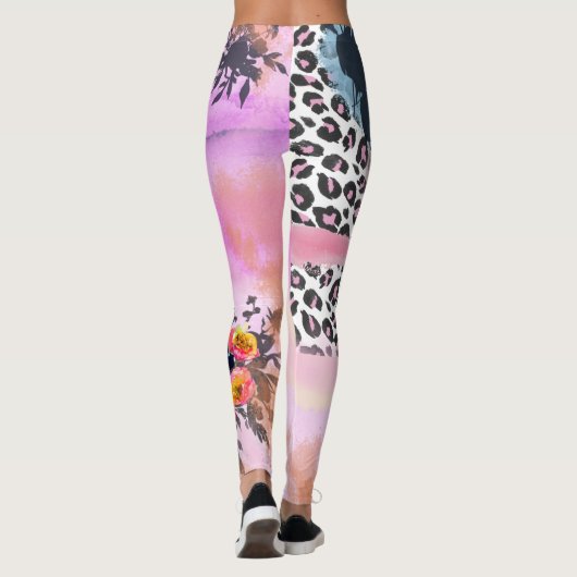 Funky Leopard en Floral leggings (Achterkant)