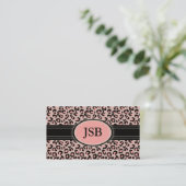 Funky Leopard Print Custom Visitekaartje : Roze (Staand voorkant)