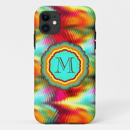 Funky, Levendig Regenboog Monogram Case-Mate iPhone Case (Achterkant)