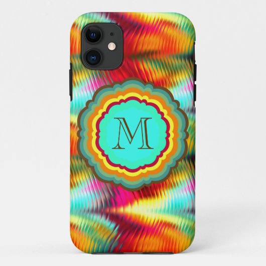 Funky, Levendig Regenboog Monogram Case-Mate iPhone Case (Achterkant)