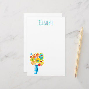 Funky levendige bloemen kunst illustratie briefpapier