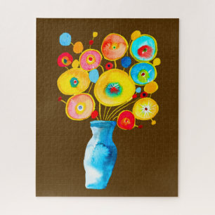 Funky levendige bloemen kunst illustratie legpuzzel