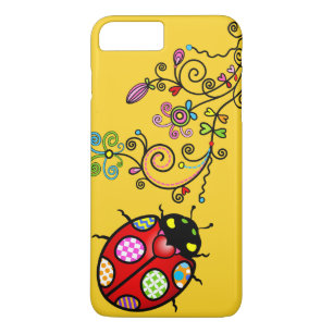 Funky Lieveheersbeestje en Krolbloemen iPhone 7 Pl iPhone 8 Plus / 7 Plus Hoesje