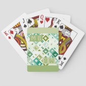 Funky Light Lime Green White Squares Art Pattern Pokerkaarten (Achterkant)