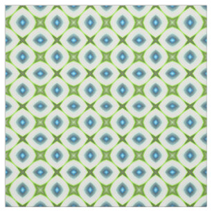 Funky Lime Green Aqua Turquoise Squares Mosaic Stof