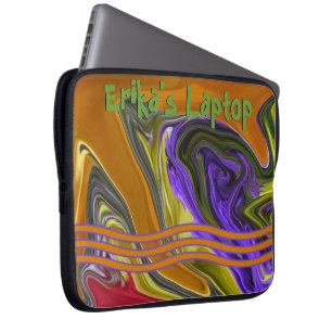 Funky Liquid Wave Digital Art, aangepast Laptop Sleeve