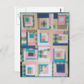 Funky Log Cabin Quilt Briefkaart (Voorkant / Achterkant)