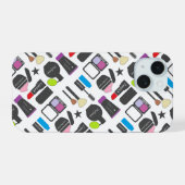 Funky Make-up Cosmetica Collage Patroon iPhone 15 Hoesje (Achterkant horizontaal)