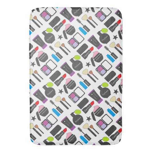 Funky Makeup Cosmetics Collage Pattern Badmat (Voorkant Verticaal)