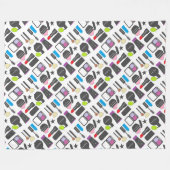 Funky Makeup Cosmetics Collage Pattern Fleece Deken (Voorkant (Horizontaal))