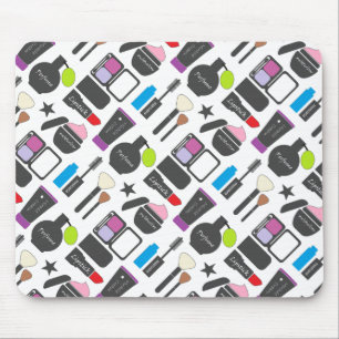 Funky Makeup Cosmetics Collage Pattern Muismat