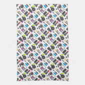 Funky Makeup Cosmetics Collage Pattern Theedoek (Verticaal)