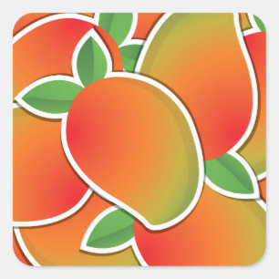 Funky mango vierkante sticker