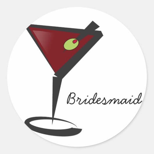 Funky martini Fun Bridesmaid Favors Ronde Sticker (Voorkant)