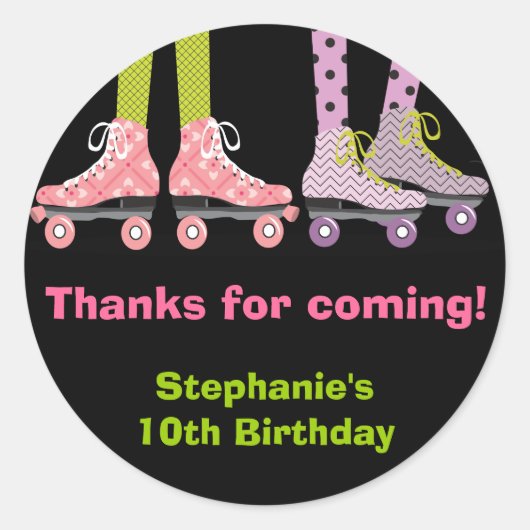 Funky Meisjes Rolschaatsen Favor Stickers (Voorkant)
